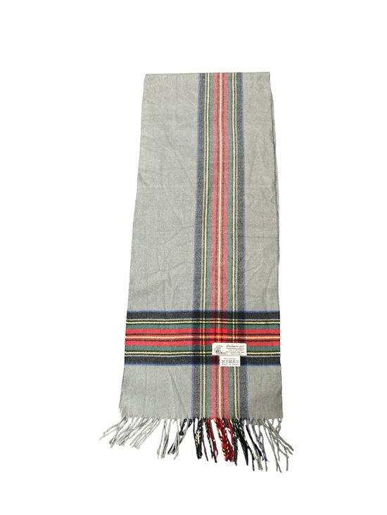 Cashmere Feel Other - Classic Grey Cashmere Feel Stripe Men's Scarf with Multicolor Accent 65x12”